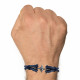 Bracelet Mixte Rhodium Noir Double Ancre et Galuchat - 20cm 