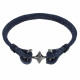 Bracelet Mixte Rhodium Noir Double Ancre et Galuchat - 20cm 