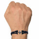 Bracelet Mixte Rhodium Noir Double Ancre et Galuchat - 20cm 