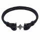 Bracelet Mixte Rhodium Noir Double Ancre et Galuchat - 20cm 