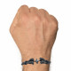Bracelet Mixte Rhodium Noir Double Ancre et Galuchat - 20cm 