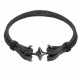 Bracelet Mixte Rhodium Noir Double Ancre et Galuchat - 20cm 