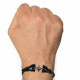 Bracelet Mixte Rhodium Noir Double Ancre et Galuchat - 20cm 