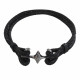 Bracelet Mixte Rhodium Noir Double Ancre et Galuchat - 20cm 