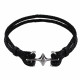 Bracelet Mixte Rhodium Double Ancre et Galuchat - 20cm 