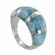 Bague Argent Rayures de Larimar