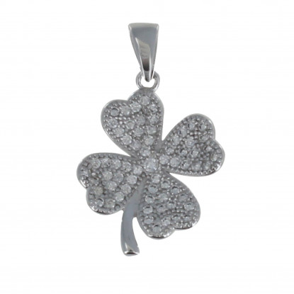 Pendentif Argent Trèfle de Strass