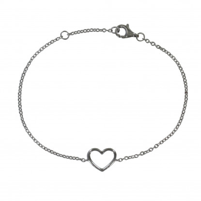 Bracelet Argent Rhodié Coeur Ajouré