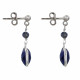 Boucles d'Oreilles Argent Perle et Pavé de Lapis Lazuli Facetté