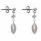 Boucles d'Oreilles Argent Perle et Pavé de Quartz Rose Facetté