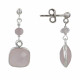 Boucles d'Oreilles Argent Perle et Pavé de Quartz Rose Facetté
