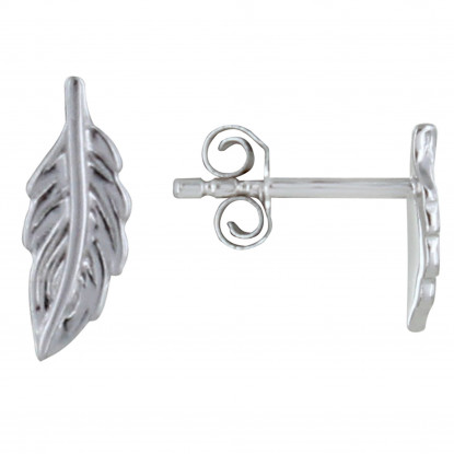 Boucles d'Oreilles Argent Rhodié Mini Plume