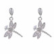 Boucles d'Oreilles Argent Rhodié Libellule et Strass