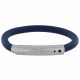 PHOTO A VE Bracelet Argent Brossé et Silicone Bleu Foncé