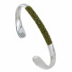 Bracelet Mixte Demi Jonc Rhodium et Galuchat Colors