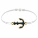 Bracelet Lien Médaille en Laiton Ancre émaillée Bleu Foncé