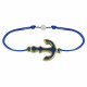 Bracelet Lien Médaille en Laiton Ancre émaillée Bleu Foncé