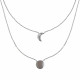 Collier Double Chaine Argent Rhodié Lune et Croissant de Lune
