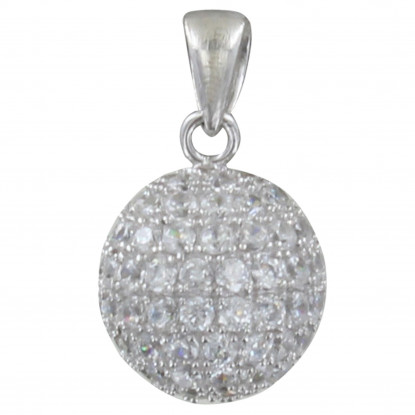 Pendentif Argent Rhodié Bille de Strass et Arabesque