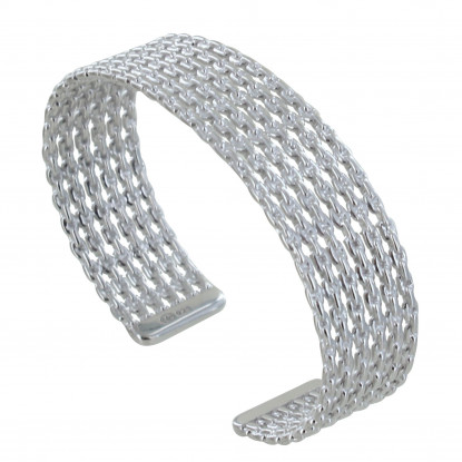  Bracelet Argent Rhodié Demi Jonc de Chaines
