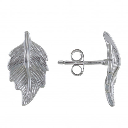 Boucles d'Oreilles Argent Rhodié Feuille