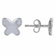 Boucles d'Oreilles Argent Rhodié Papillon et Un Strass