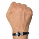 Bracelet Argent Ancre et Cuir Noir Deux Liens Tréssé Rond
