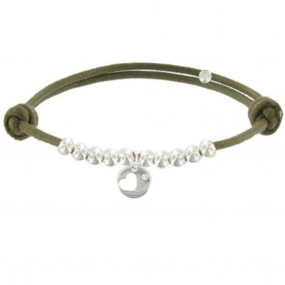 Bracelet Lien Médaille Coeur et Perles en Argent - Classics