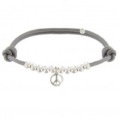 Bracelet Médaille Peace and Love et Perles en Argent - Classics