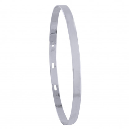 Bracelet Argent Rhodié Jonc Plat Fermeture Crochet