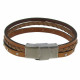 Bracelet Cuir Trois Lanières Fermoir Acier Inoxydable - Classics