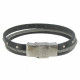 Bracelet Cuir Trois Lanières Fermoir Acier Inoxydable - Classics