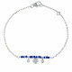 Bracelet Argent Rhodié Petit Coeur Deux Strass et Perles Bleus
