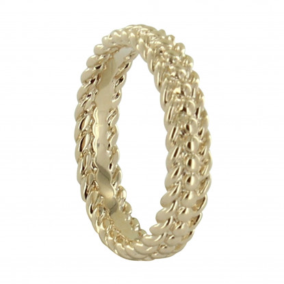 Bague Plaqué Or Tresses et Billes