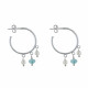 Boucles d'Oreilles Argent Créoles Breloques Perle de Culture et de Larimar