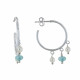Boucles d'Oreilles Argent Créoles Breloques Perle de Culture et de Larimar