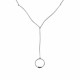Collier Cravate Anneau en Argent Brossé et 3 Diamants Noirs