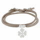 Bracelet Double Tour Lien Satin et Trèfle Argent