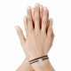 Bracelet Double Tour Lien Satin et Trèfle Argent