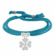 Bracelet Double Tour Lien Satin et Trèfle Argent