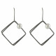 Boucles d'Oreilles Argent Oxydé Carré et sa Perle - Classics