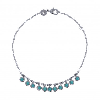 Bracelet Argent Rhodié Breloques Turquoise