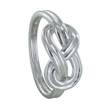 Bague Argent Rhodié Double Noeud Marin