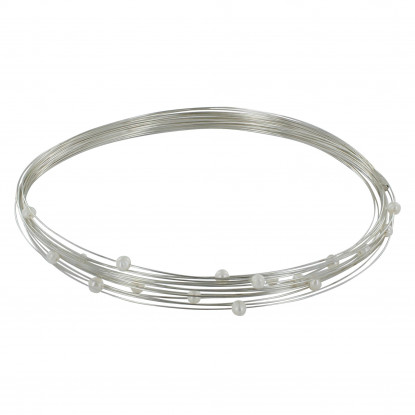 PHOTO A VE Collier 17 Fils en Argent avec Perles Blanches