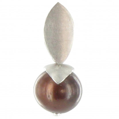 Pendentif Feuille en Argent Rhodié Perle de Culture - Classics