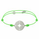 Bracelet Lien Fluo Médaille Ronde Rose des Vents Laiton Argenté
