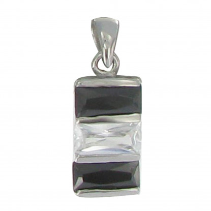 PHOTO Pendentif Argent Zirconium Noir Diamant
