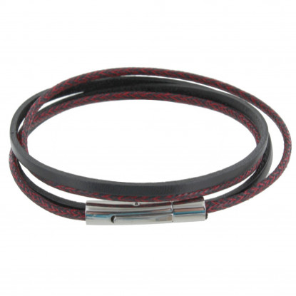 Bracelet Femme Cuir Noir et Chiné Deux Liens - Classics