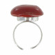 Bague Métal Argenté Champignon Céramique Rouge