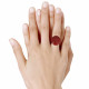 Bague Métal Argenté Champignon Céramique Rouge